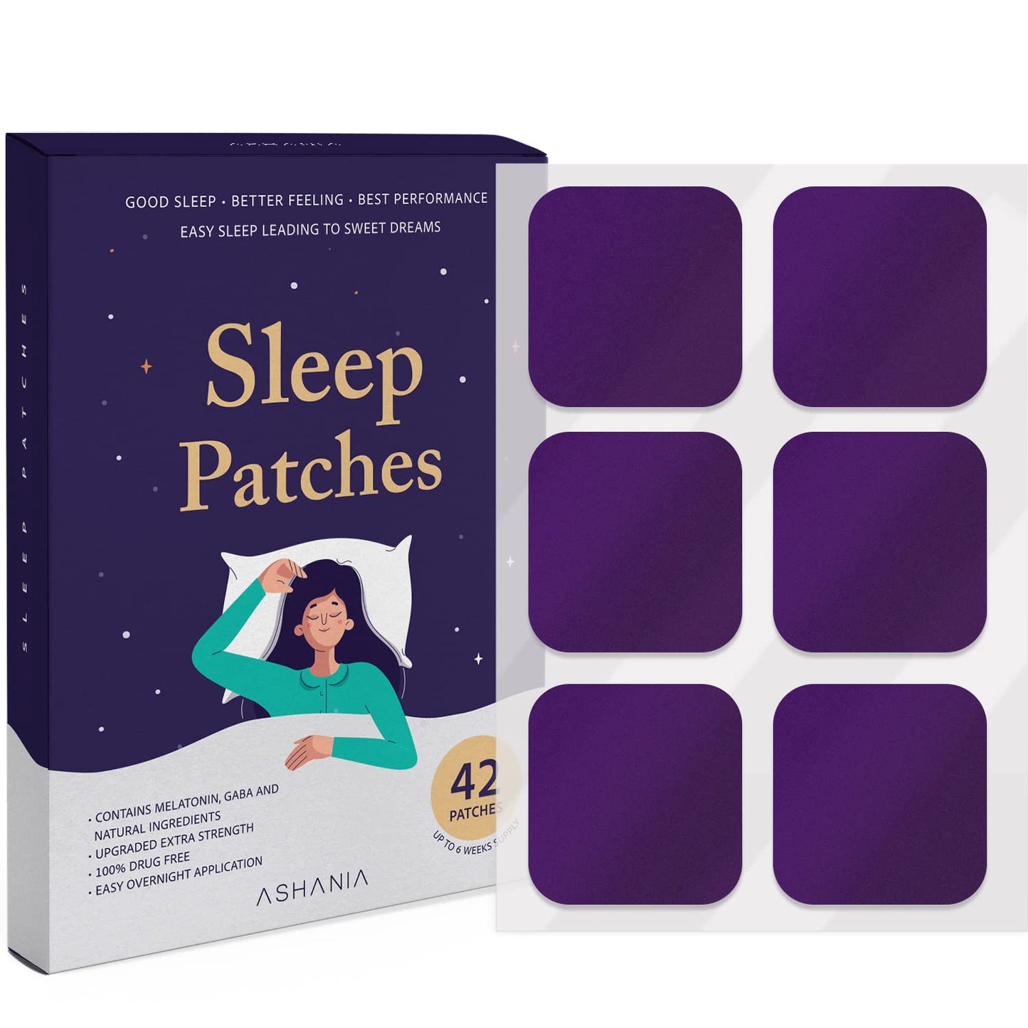 Ashania Sleep Patches for Adults – Upgraded 42-Count Set | Easy to Apply