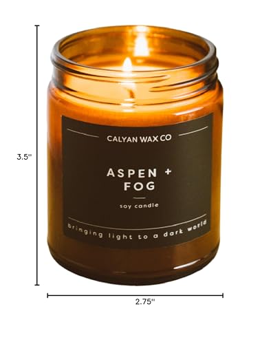 Calyan Wax Co. Aspen & Fog Candle โ 7.2oz, 57 Hour Burn, Non-Toxic Soy