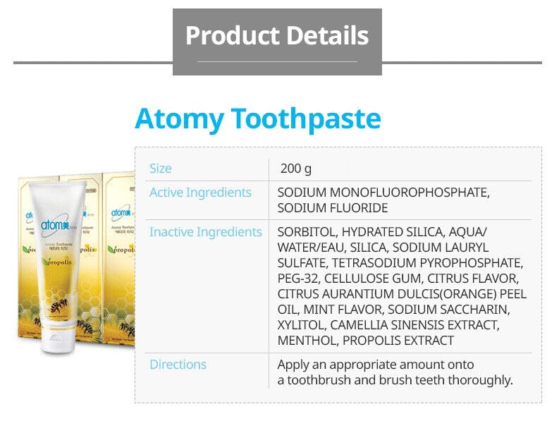 Atomy Toothpaste Propolis 5-Pack (5 x 7.05 oz) โ Fluoride Toothpaste
