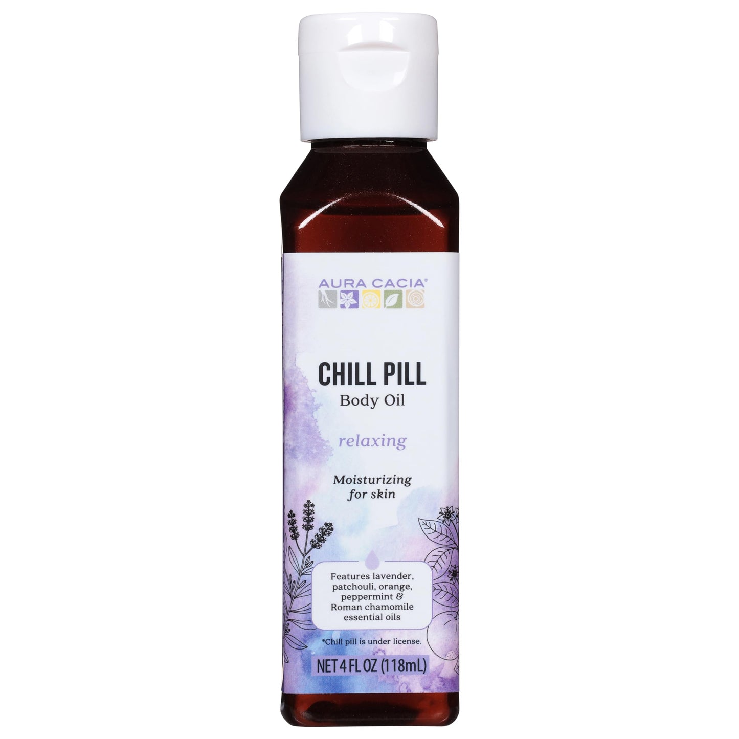 Aura Cacia Chill Pill Body Oil 4 fl oz Liquid โ Relaxing Aromas & Moisturizer