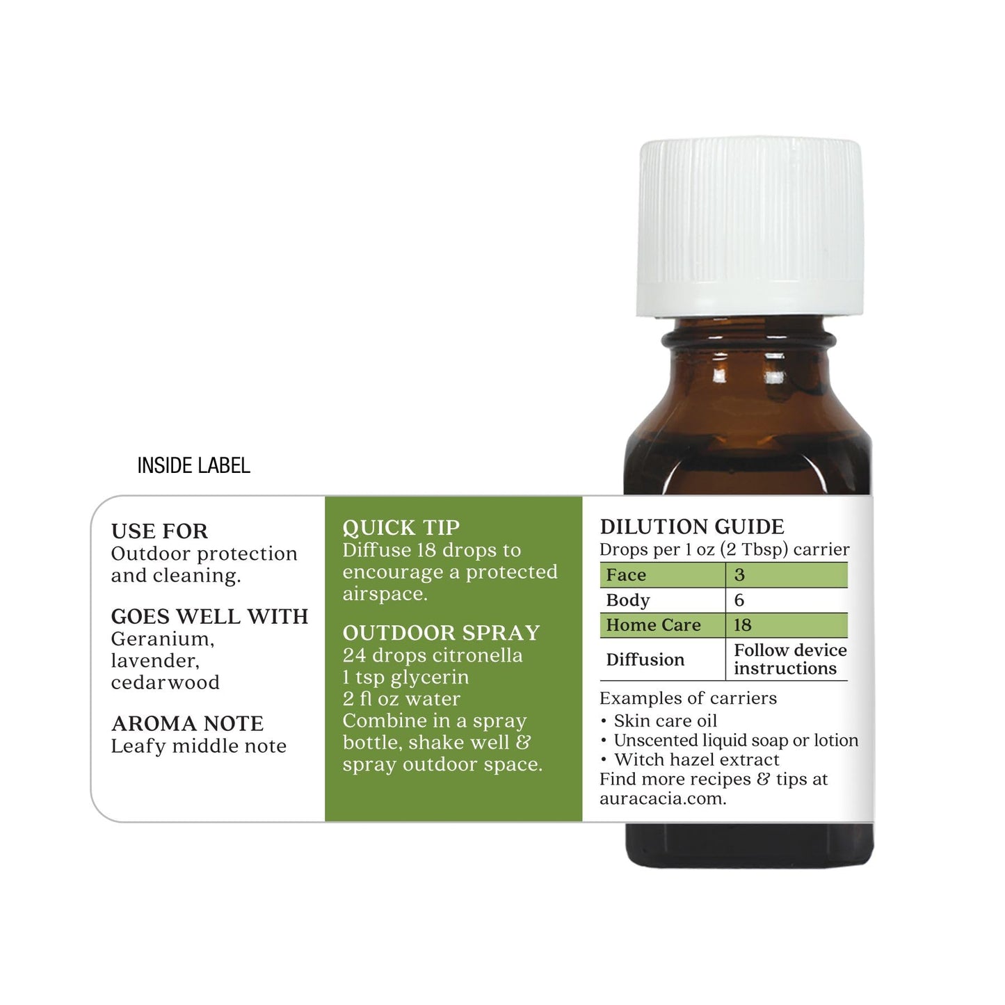Aura Cacia Pure Essential Oil Citronella Java 0.5 oz โ 6 Per Case