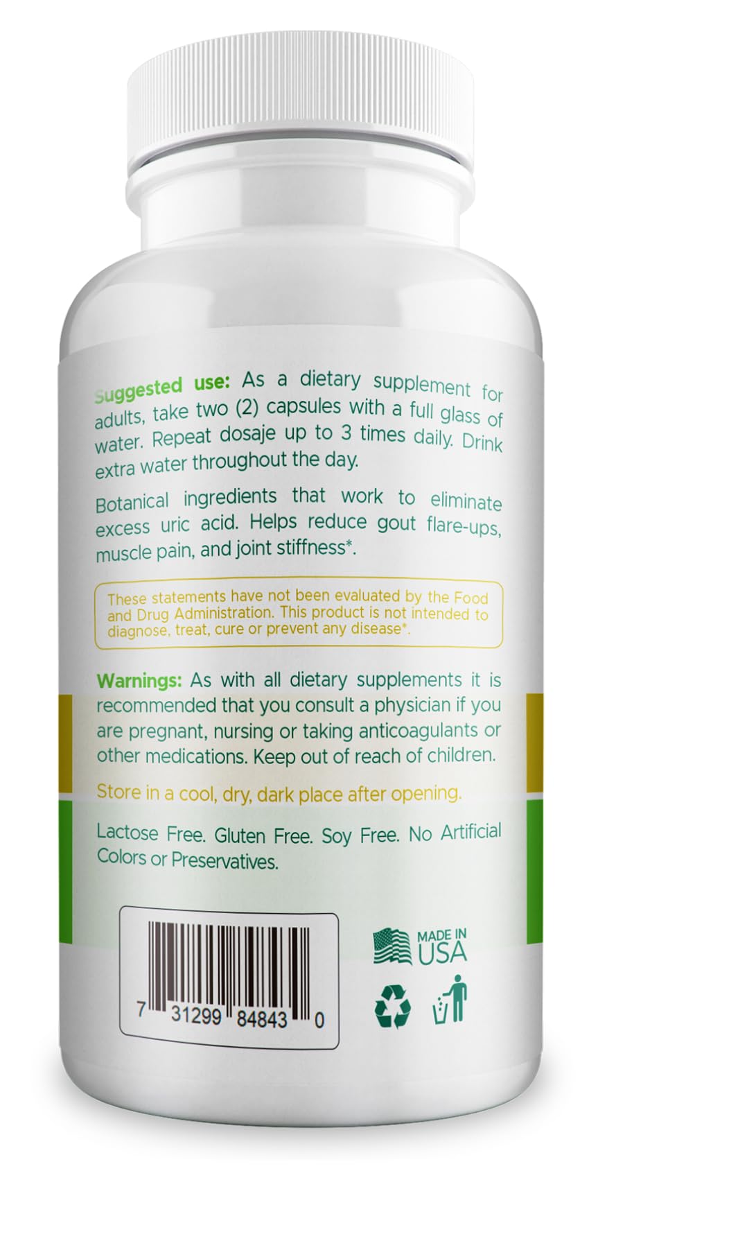 Vitatonic Uric Acid Balancing Aid โ AURA VITAMINS | Joint Care Detox for Men & Women | Gluten-Free, GMO-Free | 60 Capsules