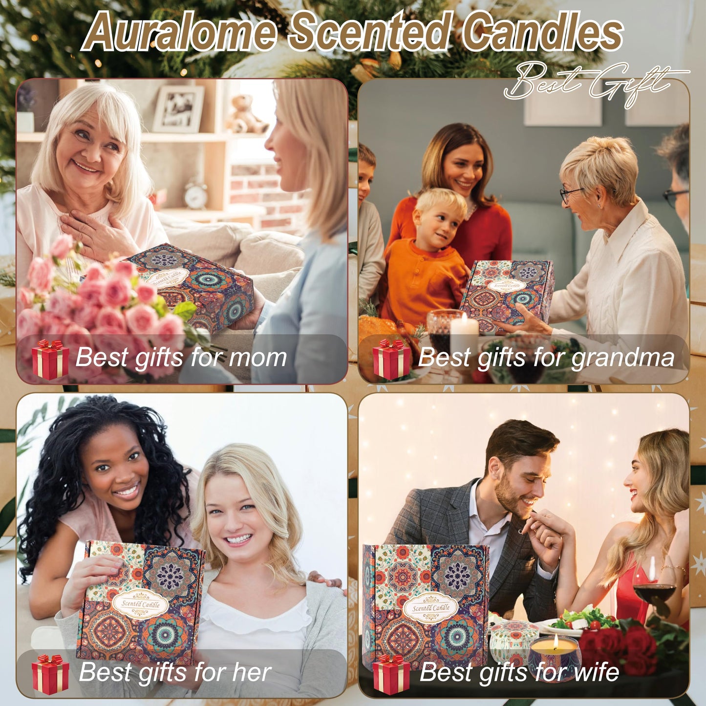 Auralome Scented Candles Gift Set โ 4x 4.4oz Soy Wax Aromatherapy Candles
