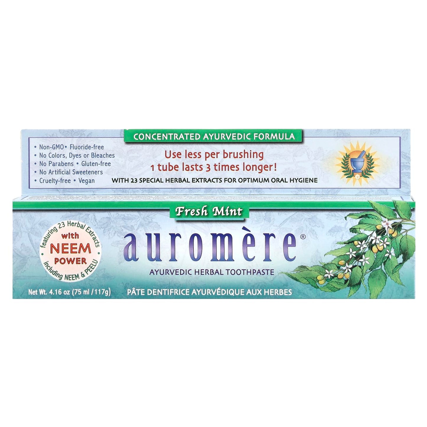 Auromere Freshmint Herbal Toothpaste, 4.16 Oz โ Fluoride & Gluten-Free