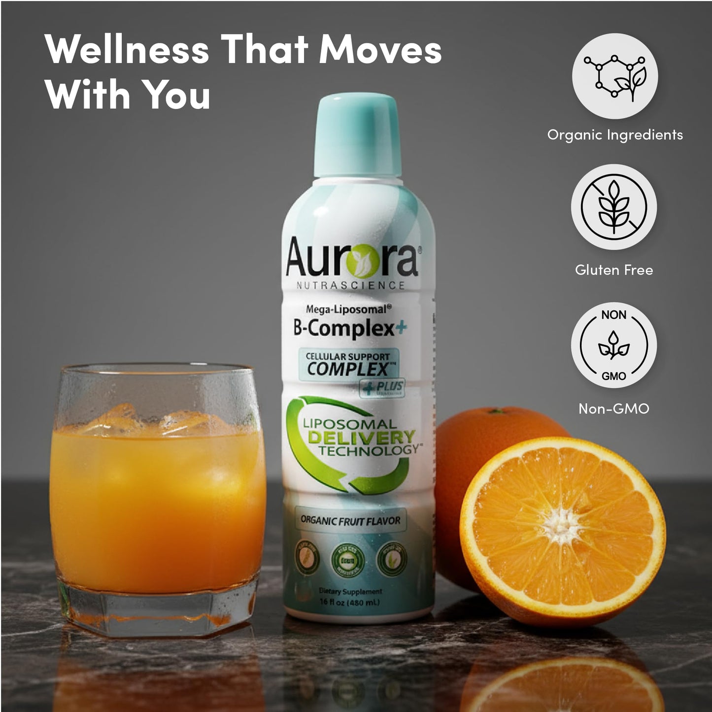 Aurora Nutrascience Mega-Liposomal B-Complex + Vitamin C โ Energy & Immune Support | Gluten Free
