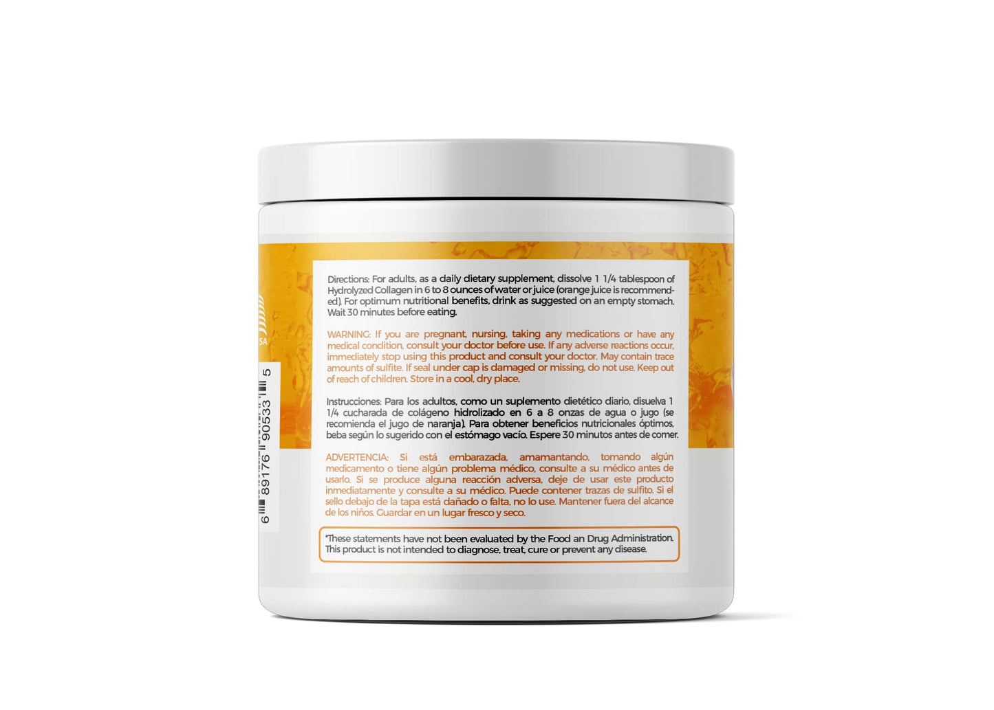 AV Orange Hydrolyzed Grass-Fed Collagen with Vitamin C โ Powder Supplement (198g) | Non-GMO Verified