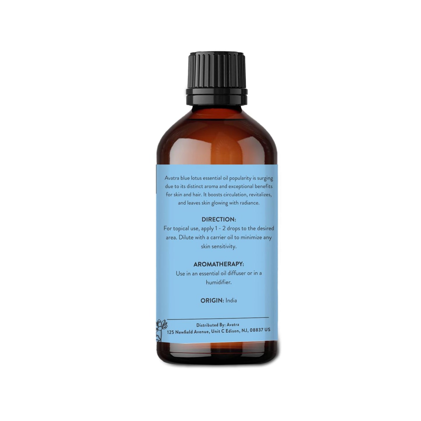 Avatra Blue Lotus Essential Oil โ Undiluted, Therapeutic Grade for Diffuser, Skin & Candles (3.38 Fl Oz)