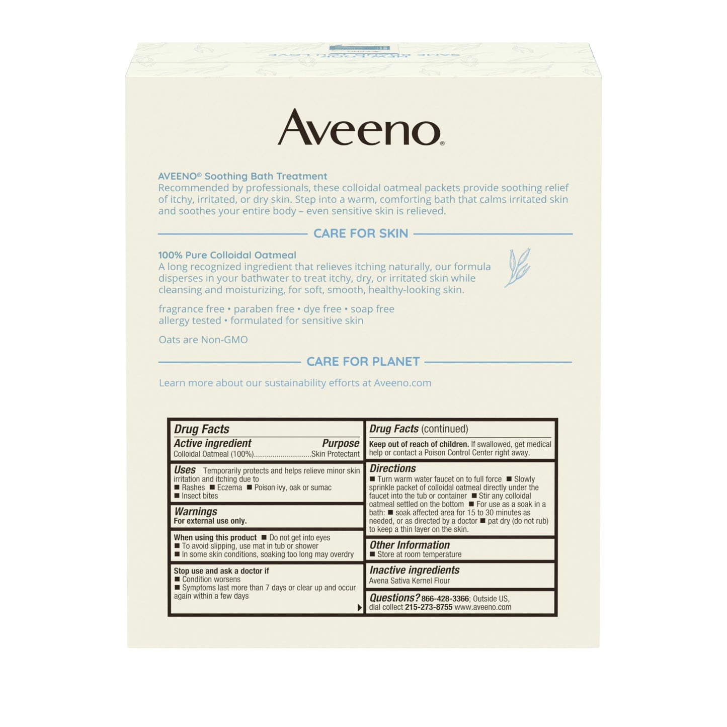 Aveeno Fragrance-Free Soothing Bath Treatment & Soak โ 8 Single-Use Oatmeal Bath Packets for Itchy, Irritated Skin