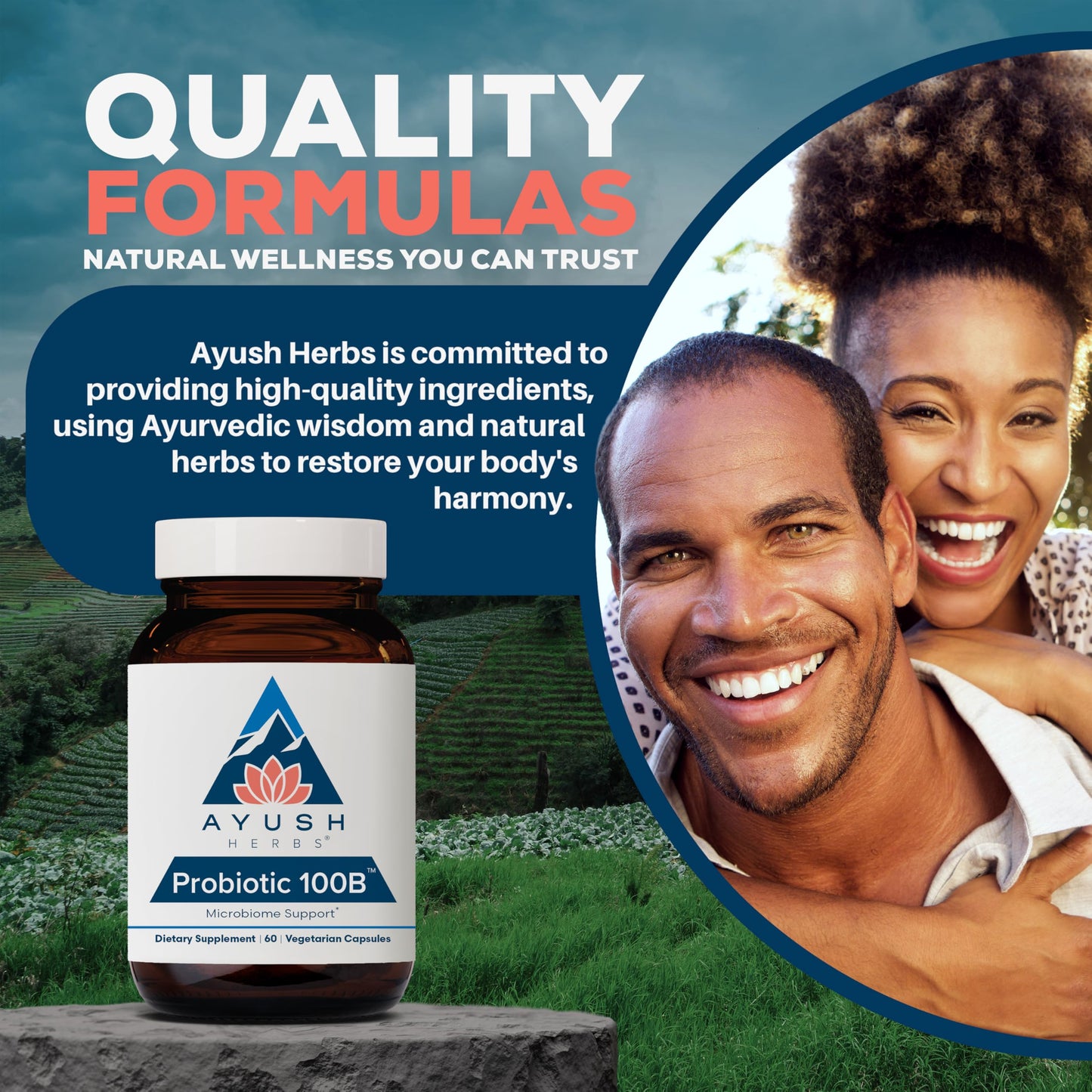 Ayush Herbs All-Natural Probiotic 100B, 60 Capsules β AY147