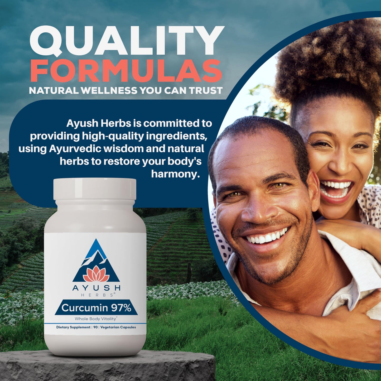 Ayush Herbs Curcumin 97% โ Premium Turmeric Curcuminoids, Joint Support, 90 Veg Capsules