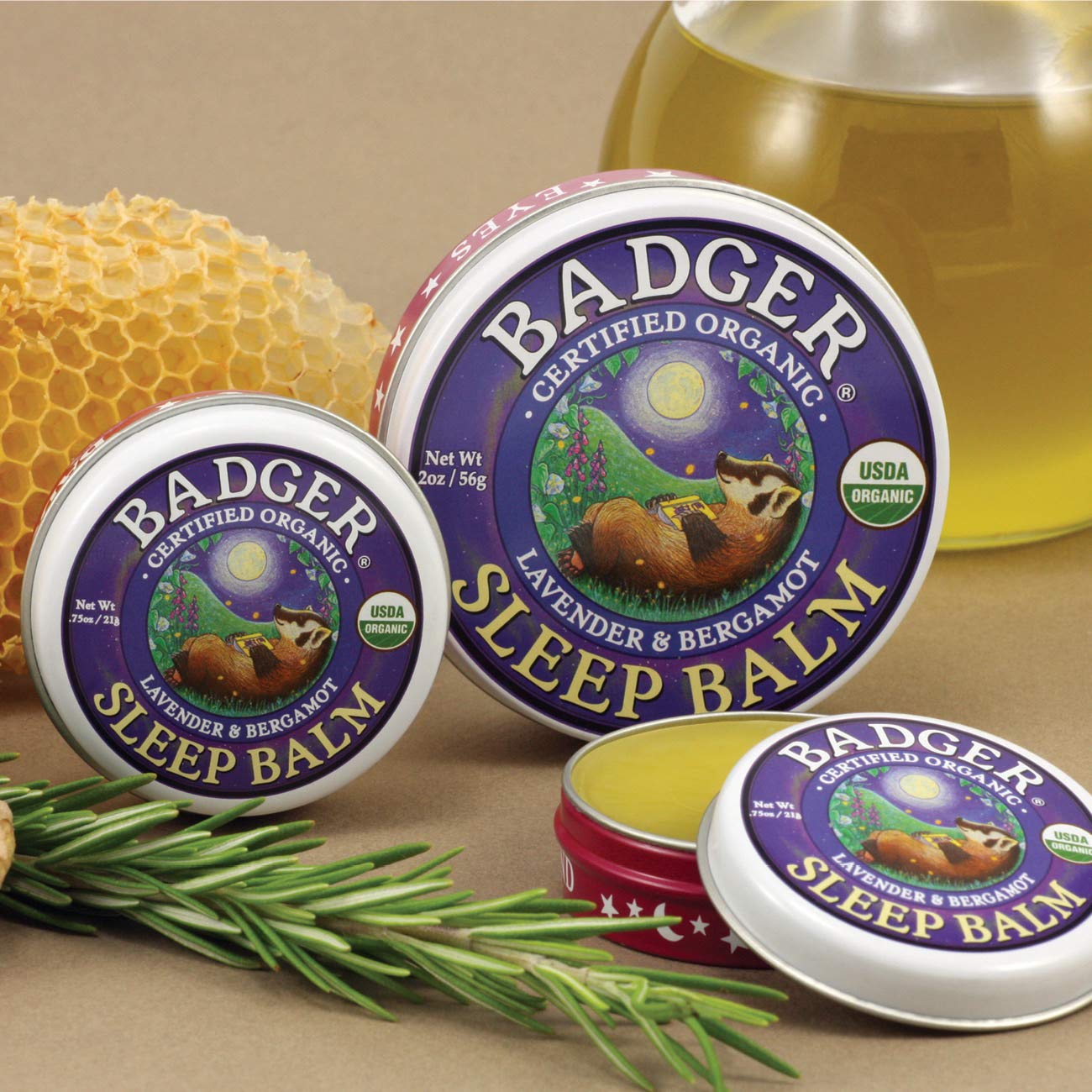 Badger Sleep Balm โ Organic Lavender & Bergamot Aromatherapy for Adults & Kids | .75 oz Tin, 2-Pack