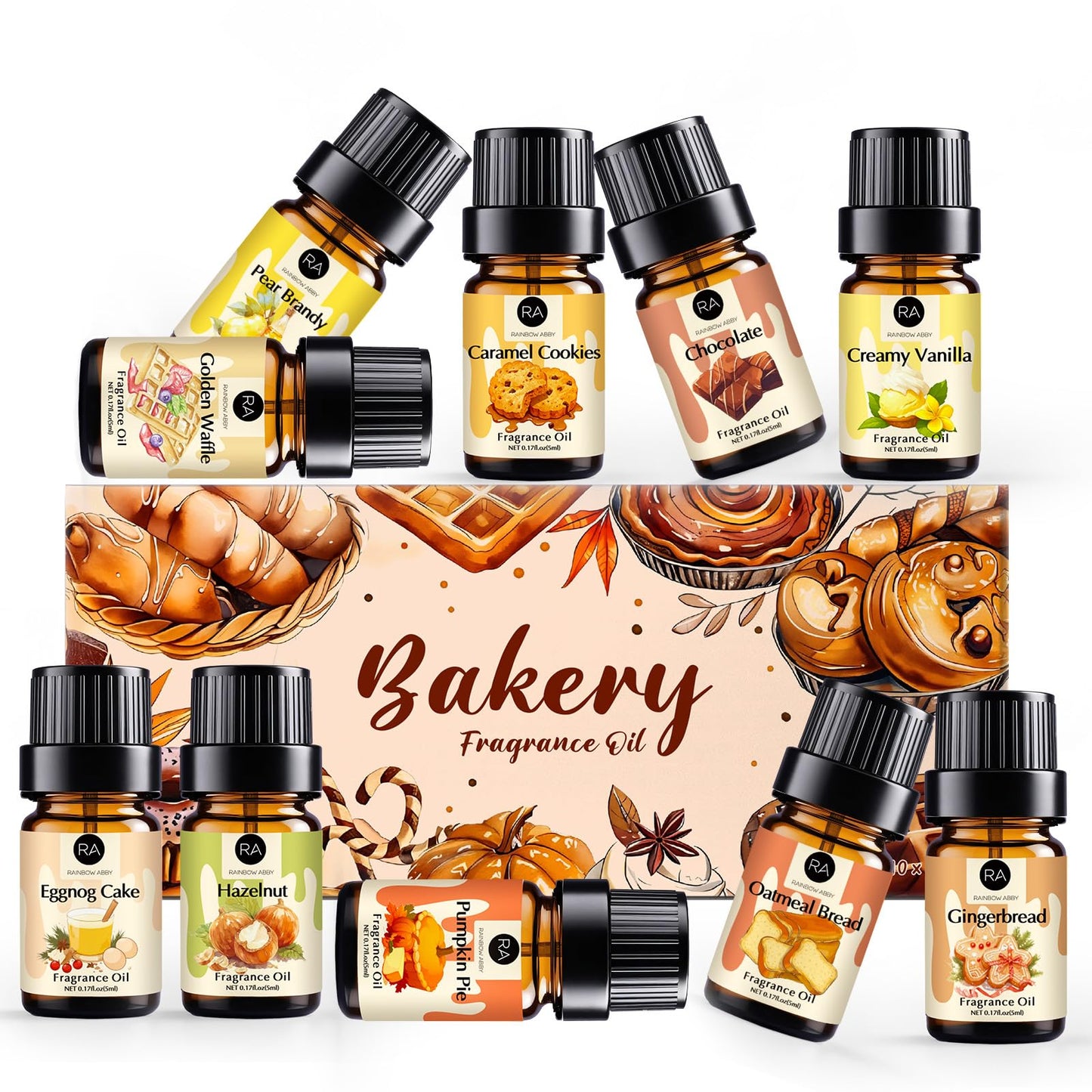 Bakery Essential Oils Set โ RAINBOW ABBY Fragrance Oils for Diffusers & Candles