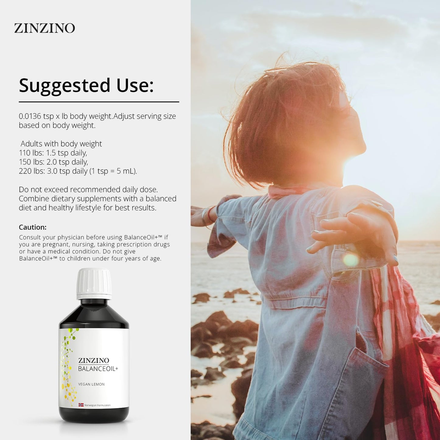 Zinzino BalanceOil+ Vegan Lemon โ Marine Micro-Algae, Olive Oil & Vegan D3, 300 ml