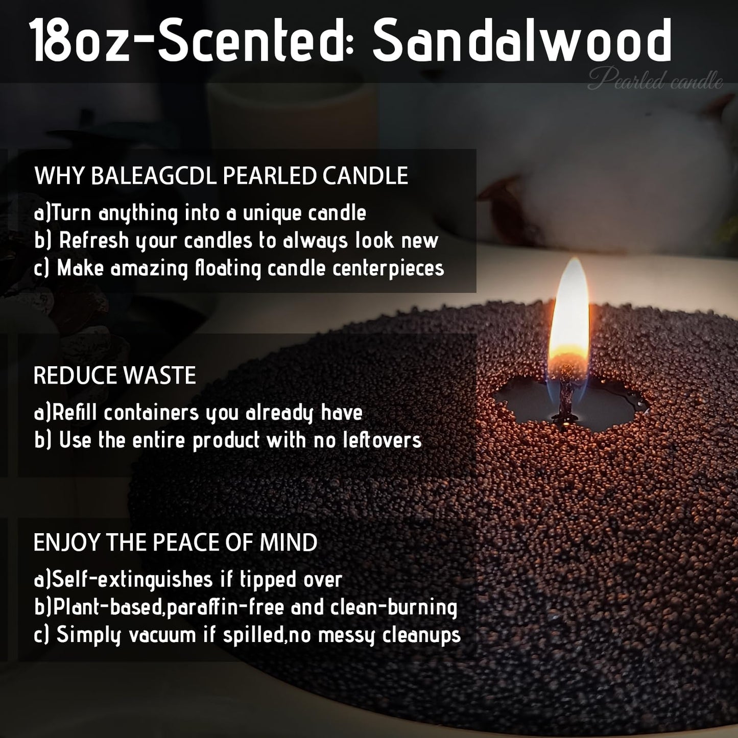BALEAGCDL Monsoon Wood Pearled Candle β 18oz DIY Sandalwood Sand Candle with 30 Wicks