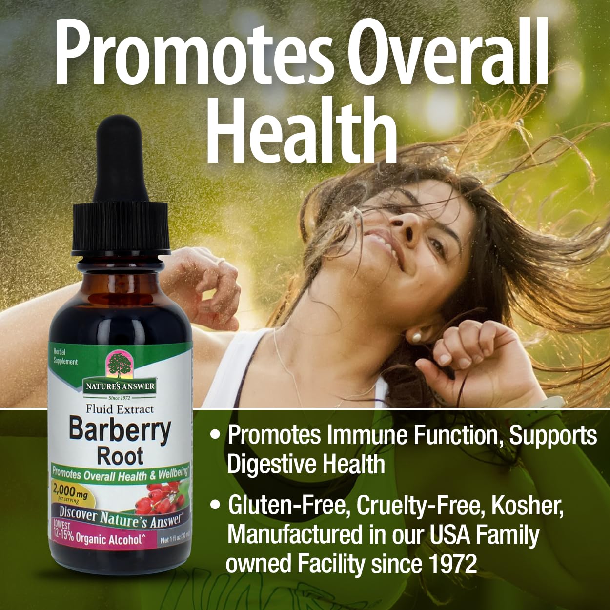 Nature's Answer Barberries Organic Barberry Root Tincture (1 oz) โ Berberine, Low Alcohol, Gluten Free