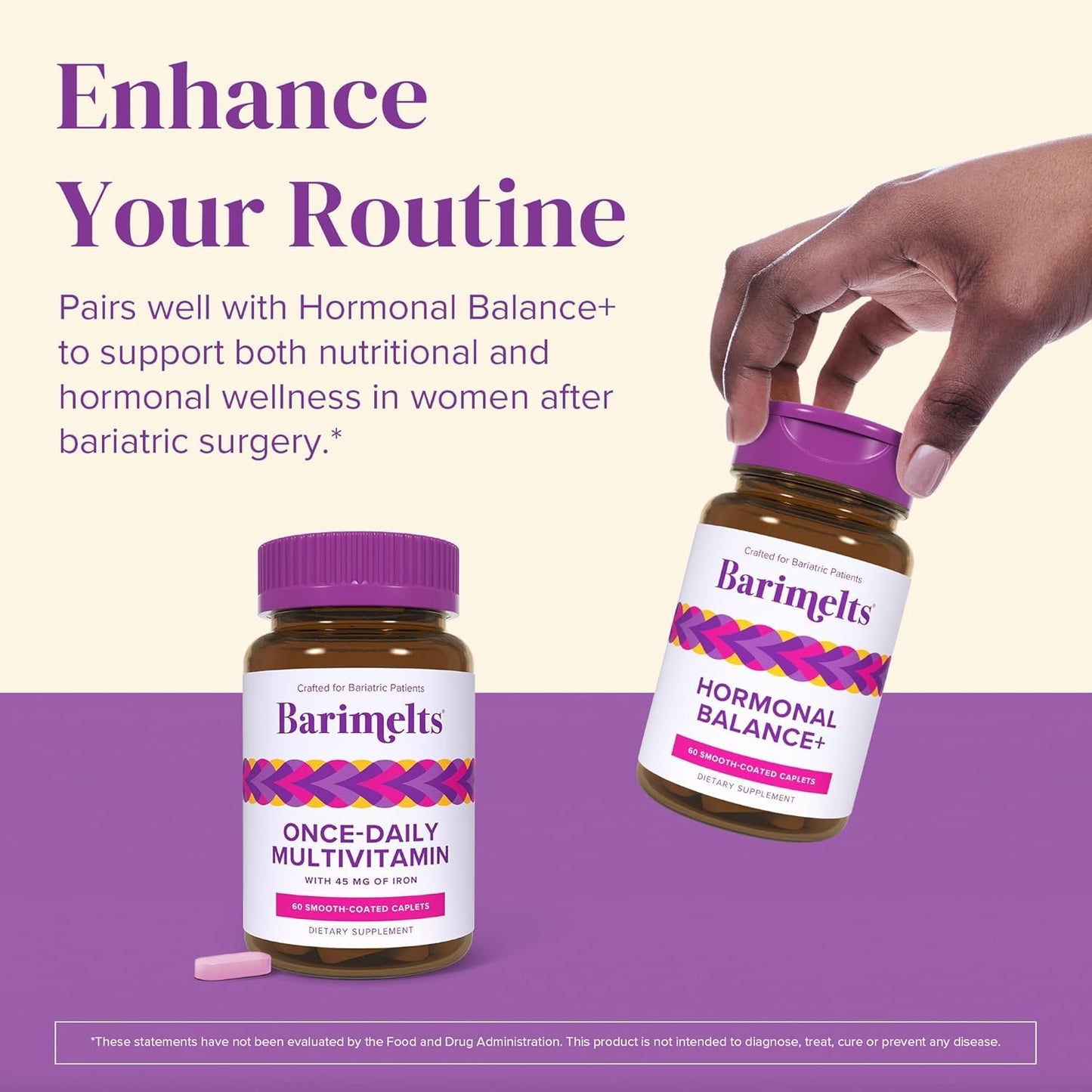 BariMelts Once Daily Bariatric Multivitamin with Iron โ 60 Caplets (2-Month Supply) for Women