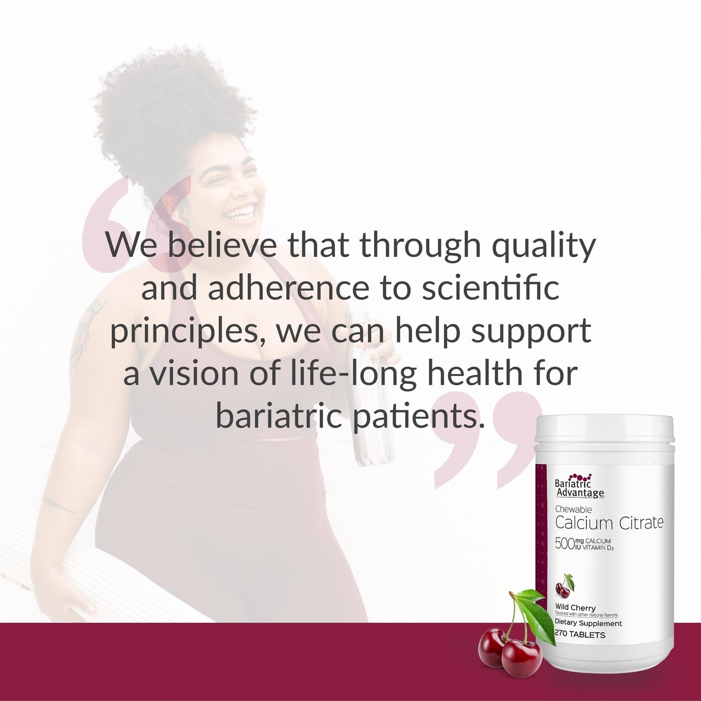 Bariatric Advantage Calcium Citrate Chewable 500mg with Vitamin D3 โ Wild Cherry, 270 Count