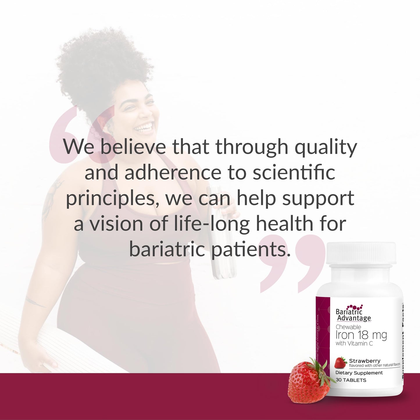 Bariatric Advantage Iron 18 mg with Vitamin C Chewable – Strawberry – 30 Tablets