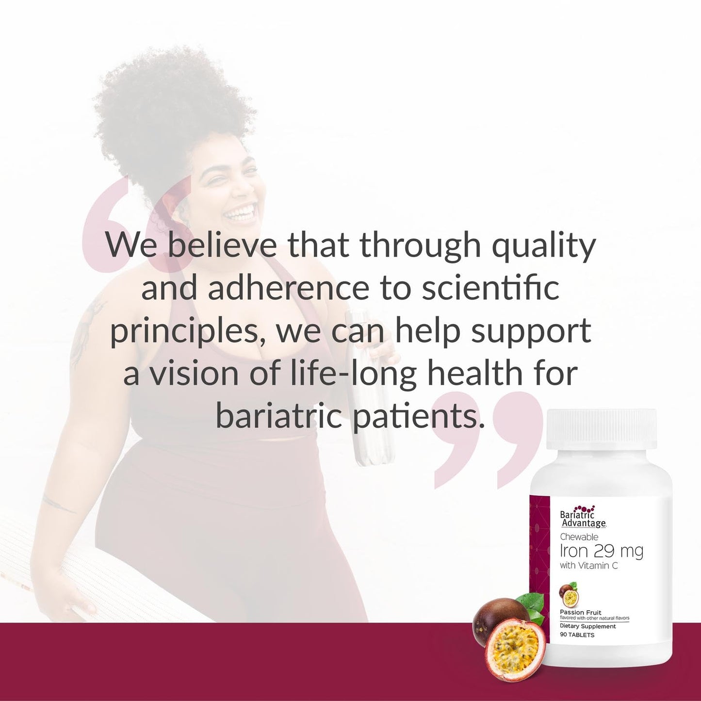 Bariatric Advantage Chewable Iron 29 mg β Post-Surgery Iron with Vitamin C, No Metallic Taste, 90 Count
