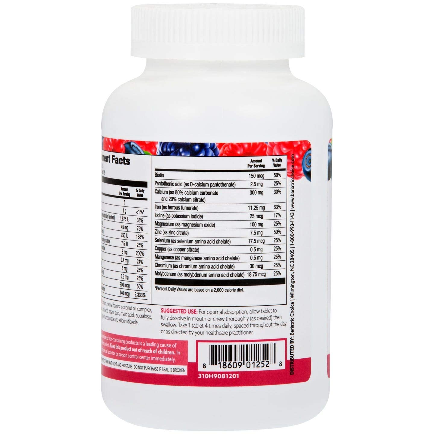 Bariatric Choice My Bariatric Chewable Multivitamin with Iron & 300mg Calcium โ Berry (120ct)