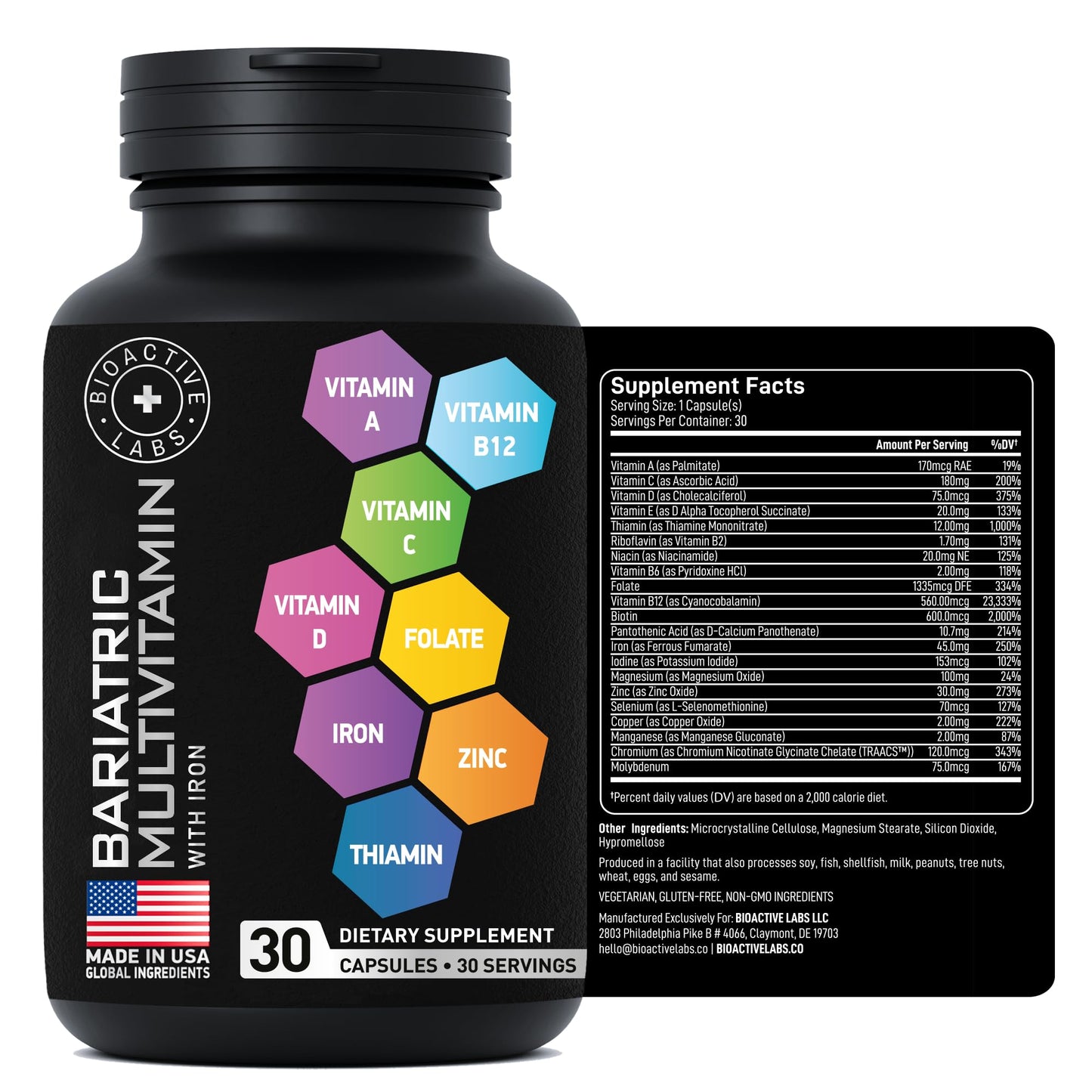 Bariatric Multivitamin with Iron for Post Bariatric Surgery โ One a Day, 30 Capsules | Gluten-Free, Non-GMO