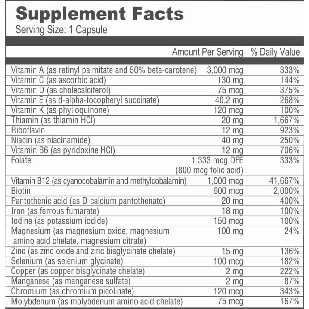 BariatricPal Multivitamin ONE 1 Per Day โ Bariatric Multivitamin with Iron (30 Count)