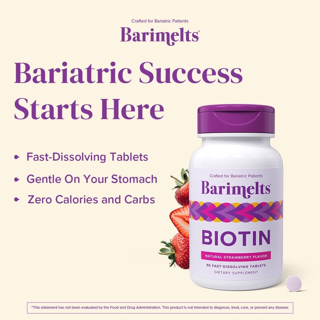BariMelts Biotin 5000mcg β 90 Tablets (3-Month, Sugar-Free, Strawberry)