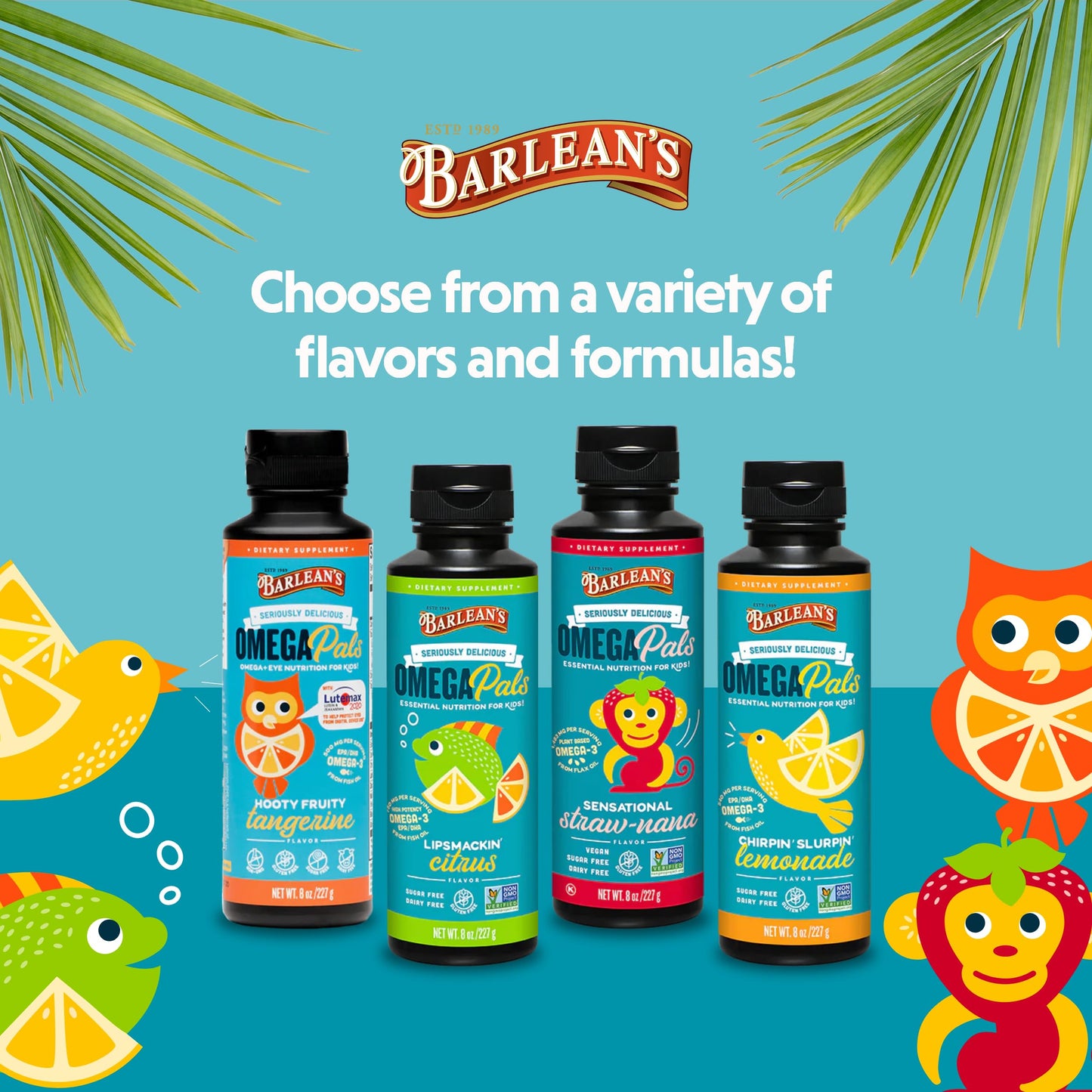 Barlean's Omega 3 Flaxseed Oil for Kids โ Straw-Nana, 8 oz, 2-Pack