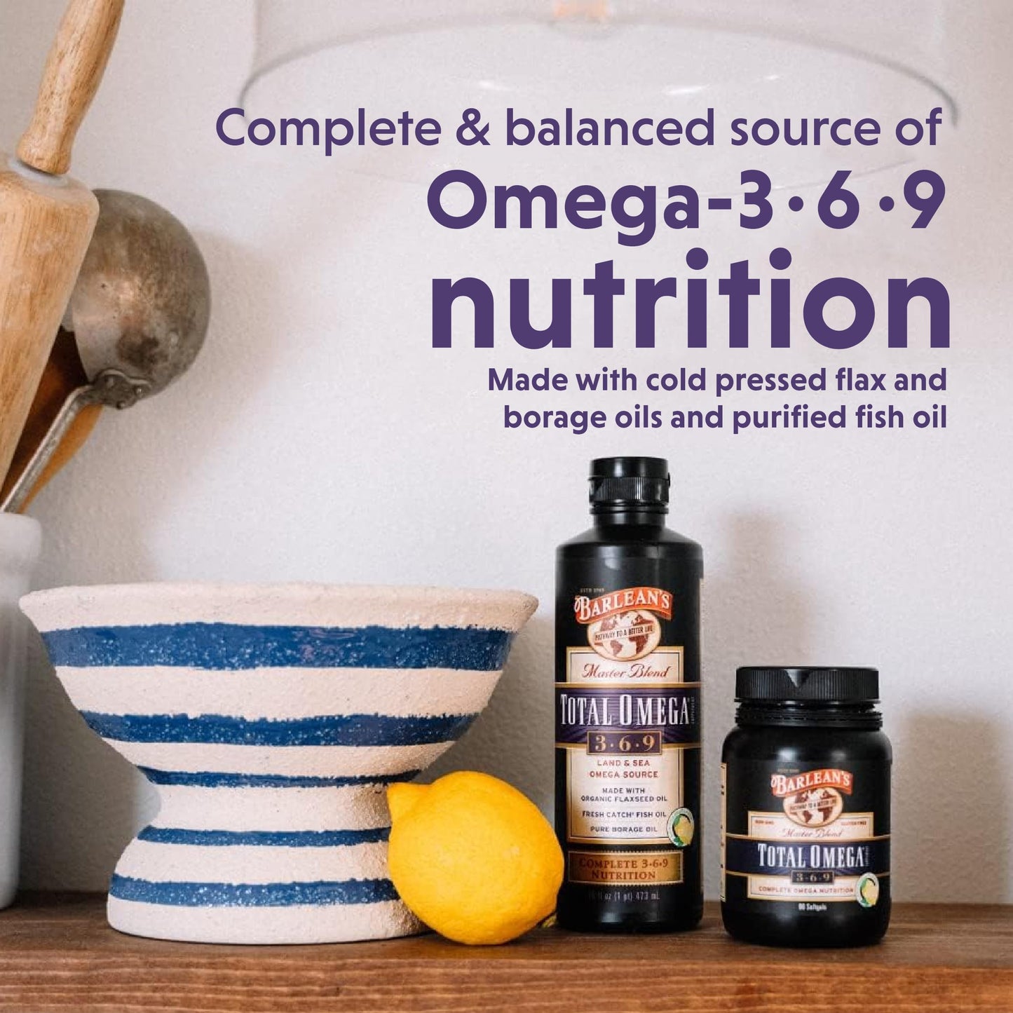 Barlean's Total Omega 3 6 9 Softgels โ 90 Count | Heart Health & Joint Support