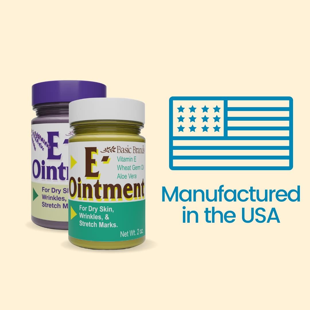 Basic Organics Vitamin E Ointment, 2 oz β Moisture Boost, Supports Scars & Fine Lines