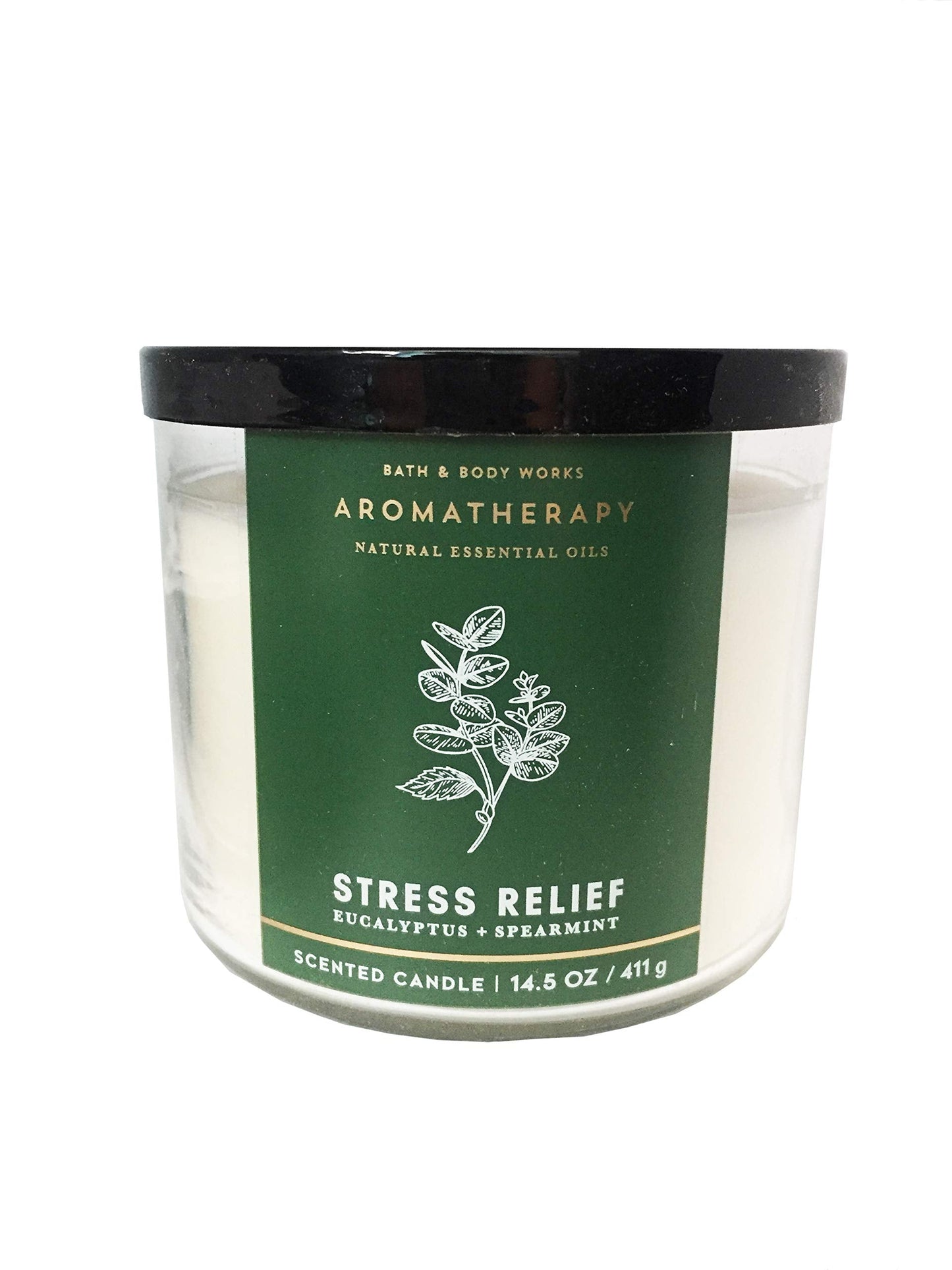 Bath & Body Works Aromatherapy Stress Relief 3-Wick Candle โ Eucalyptus Spearmint