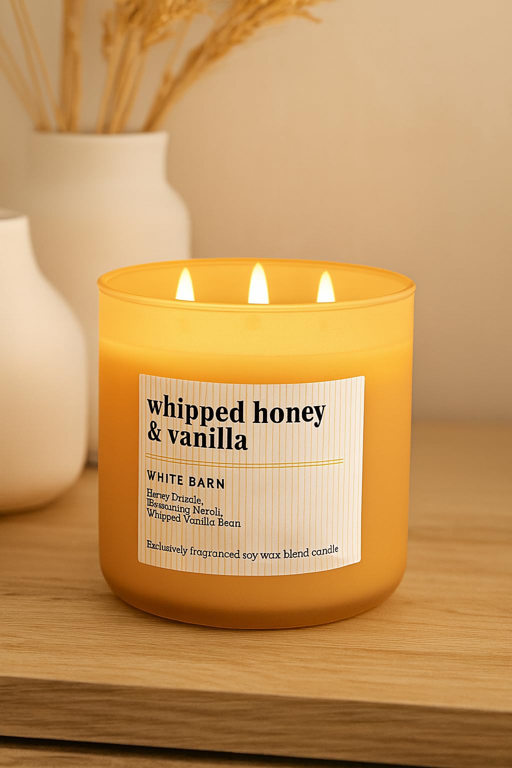 Bath & Body Works Whipped Honey & Vanilla 3-Wick Candle โ 14.5 oz Soy Wax Blend, Essential Oils