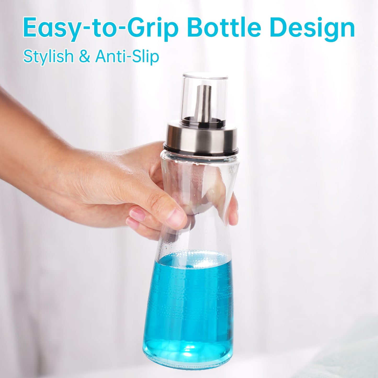 NiHome 2-Pack 10oz Leakproof Glass Mouthwash Dispensers โ Easy Pour, Built-in Cup & Dust Cover
