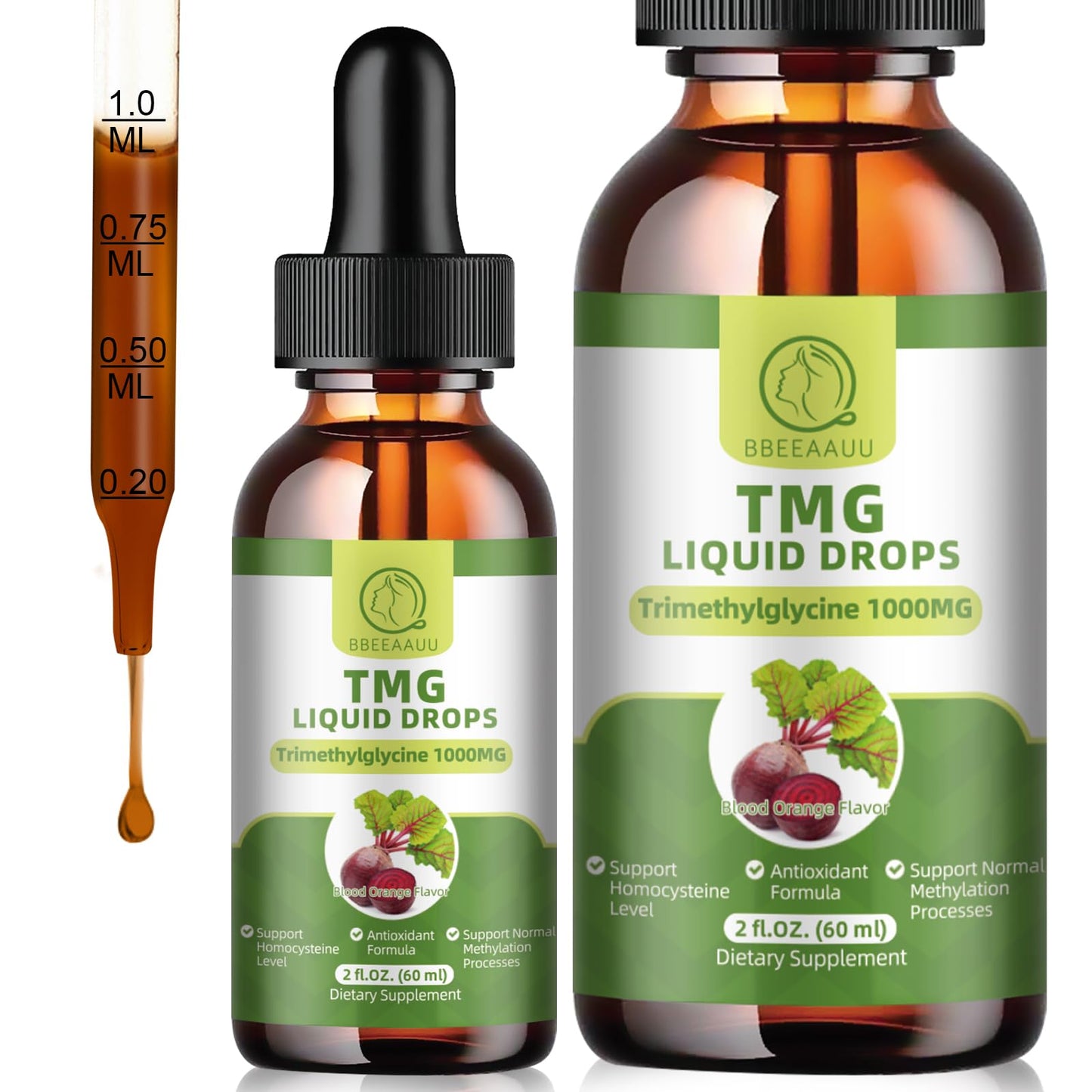 BBEEAAUU TMG Supplements 1000MG Liquid Drops โ High-Absorption Betaine for Methylation, Liver & Cognitive Support