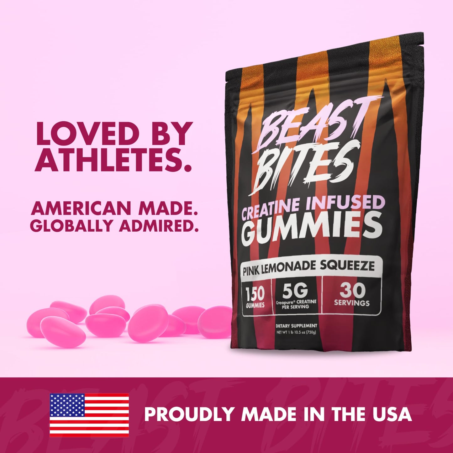 BEAST BITES Creatine Gummies - 5g Creapure per Serving, NSF Certified