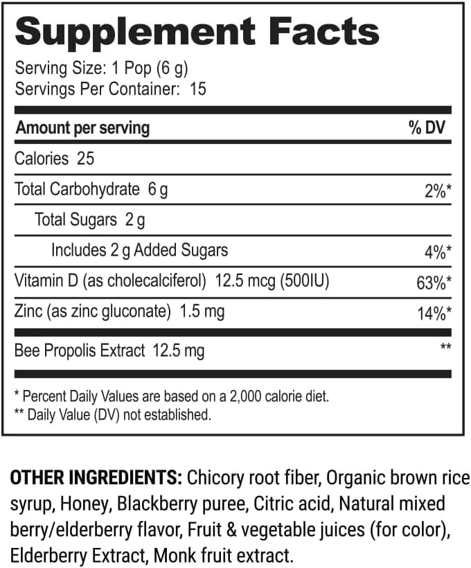 Beekeeper's Naturals Kids Throat Soothing Lollipops โ Mixed Berry & Elderberry, Doctor-Formulated Immune Support, Vitamin D & Honey, 15 ct