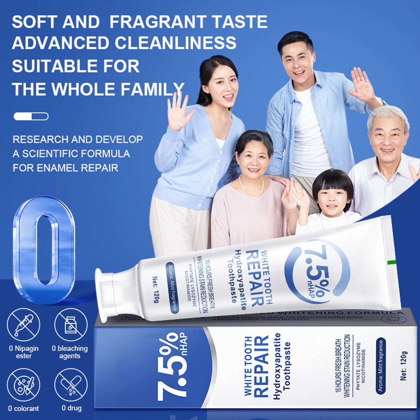 7.5% Hydroxyapatite Toothpaste Set โ 2 Pcs for Enamel Protection & Strengthening