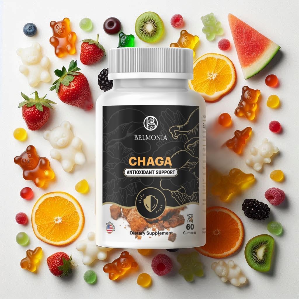 Belmonia Chaga Mushroom Gummies โ Antioxidant Immune Support | 60 Gummies | Made in USA | Vegan & Gluten-Free