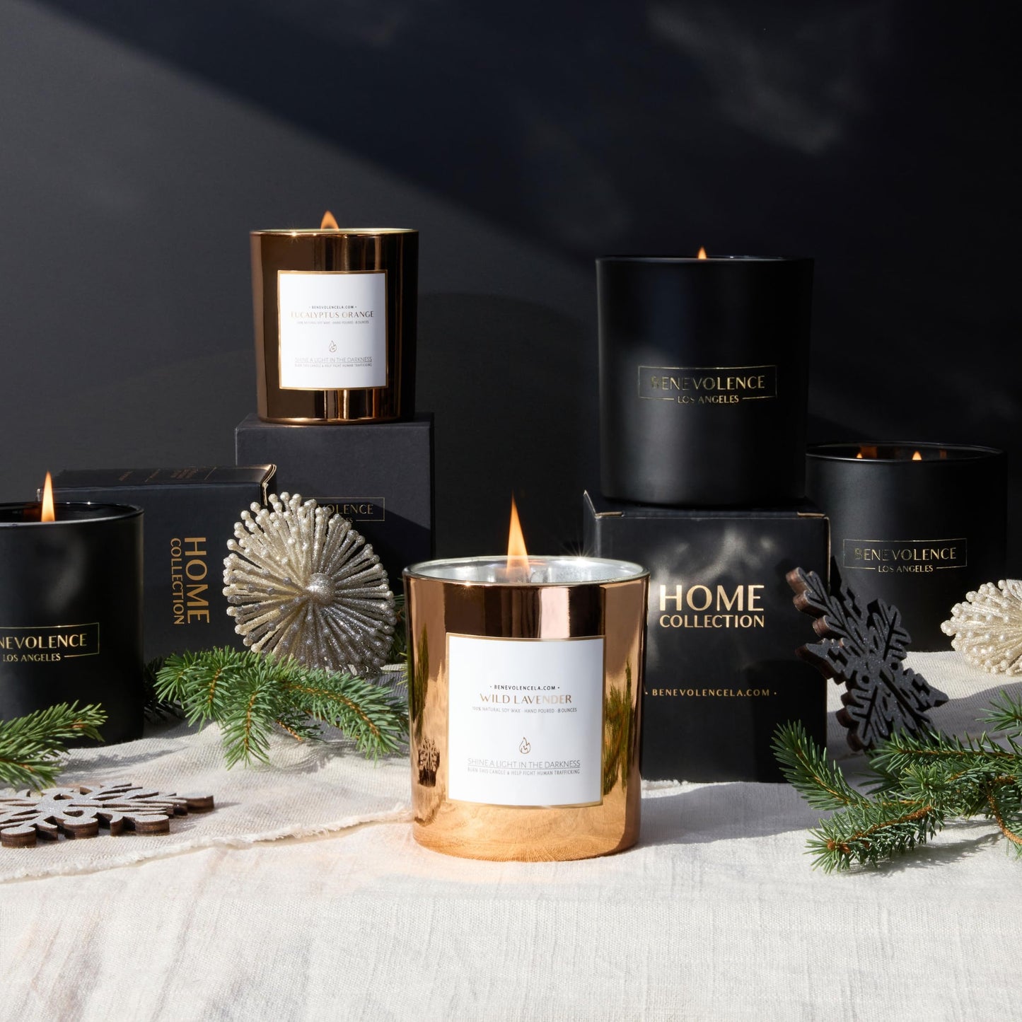 Benevolence LA Wild Lavender Wood Wick Candle โ 8oz Soy Christmas Scented Candle