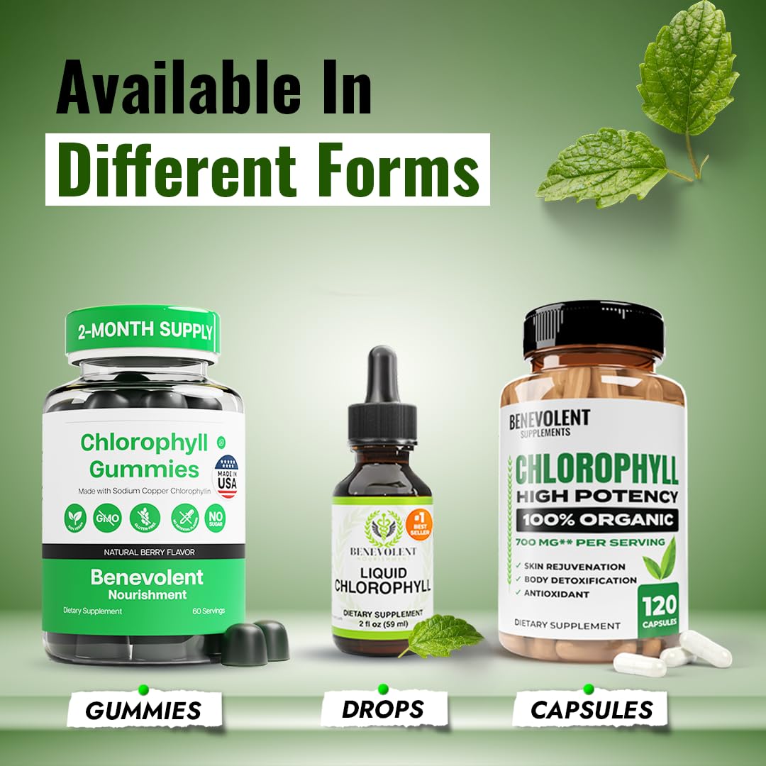 Benevolent Chlorophyll Capsules 350mg โ 120 Caps | Natural, 20x Potency