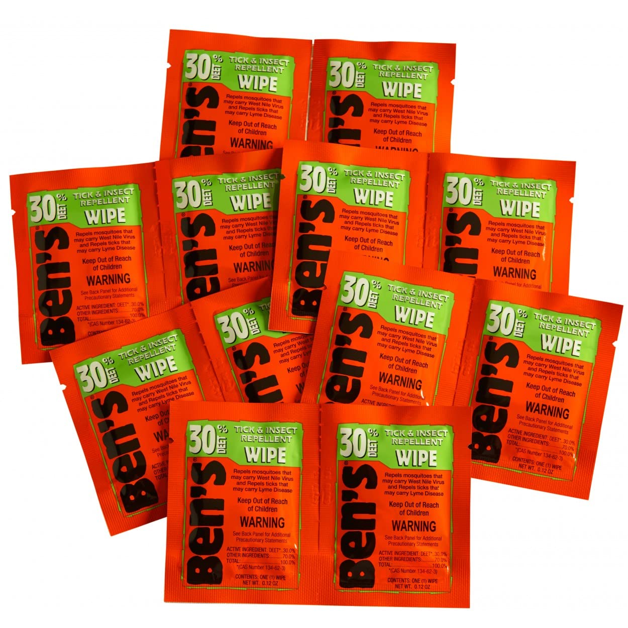 Ben's 30% Deet Mosquito & Tick Field Wipes โ 24 Pack