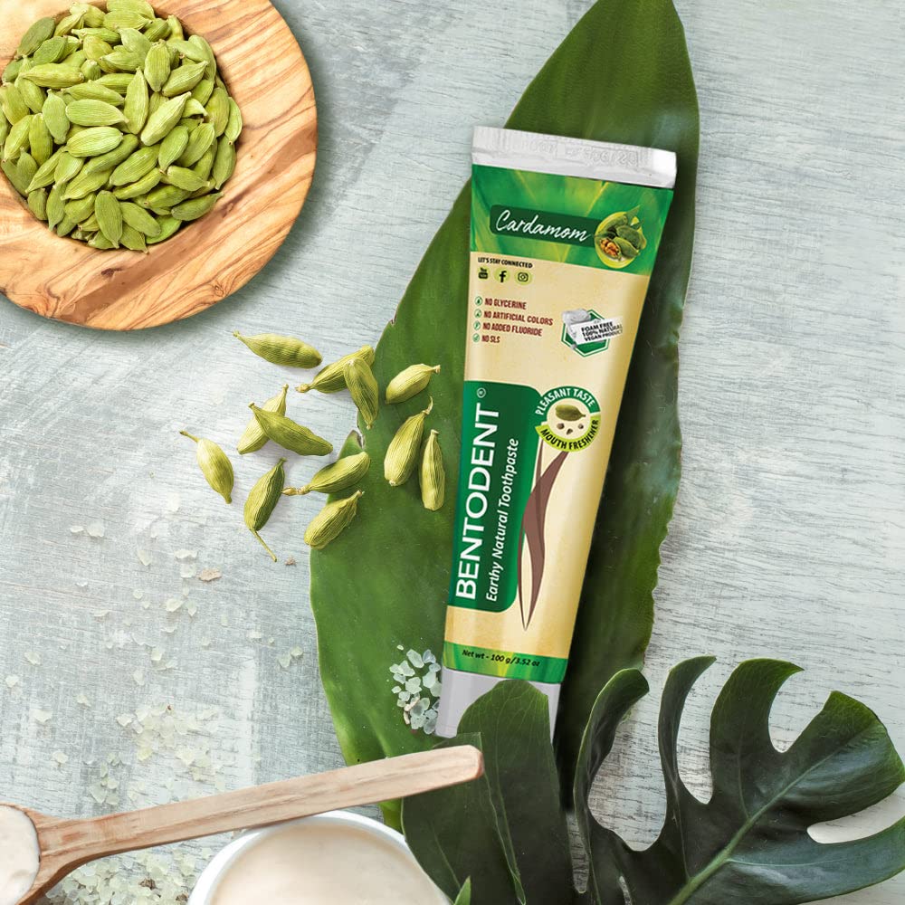 Bentodent Natural Toothpaste Cardamom 2-Pack for the Whole Family โ SLS & Fluoride Free