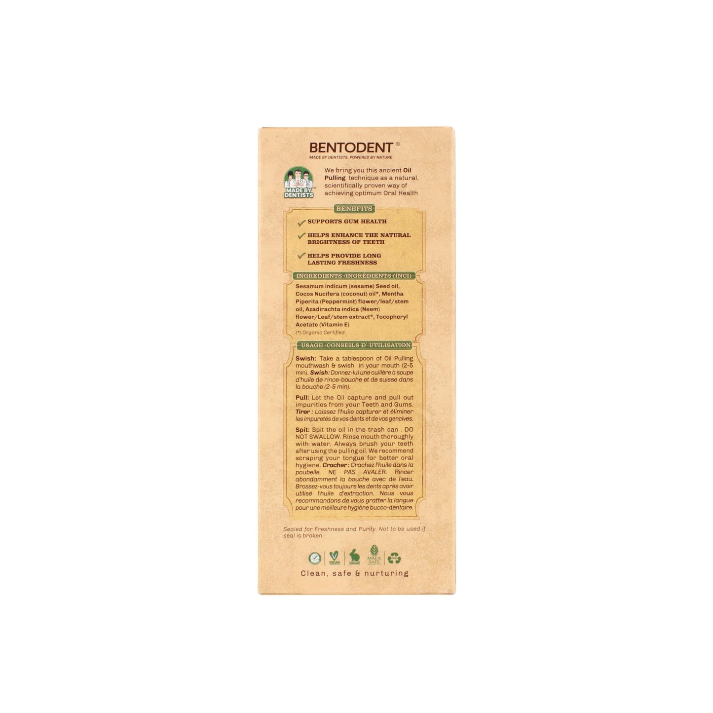 Bentodent Coconut Oil Pulling Mouthwash with Neem & Mint โ 6 oz