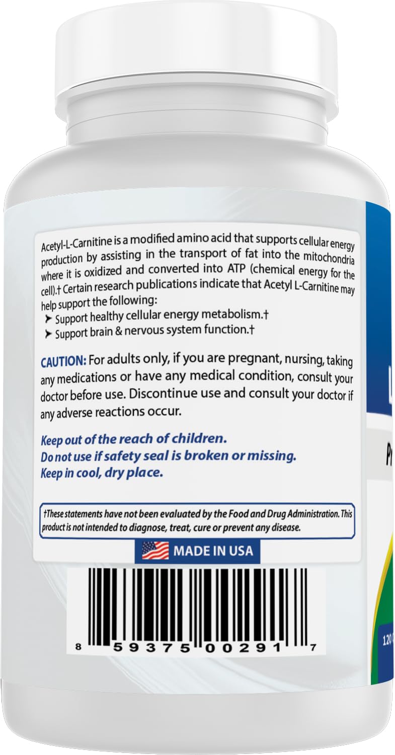 Best Naturals ALCAR 500mg โ 120 Capsules, Non-GMO & Gluten-Free