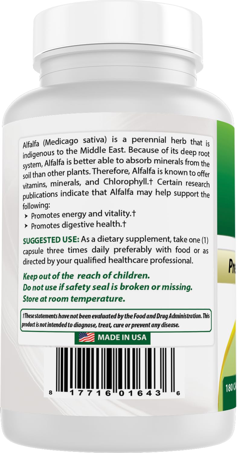 Best Naturals Alfalfa Green Super Food 500 mg โ 180 Capsules (Pack of 2)
