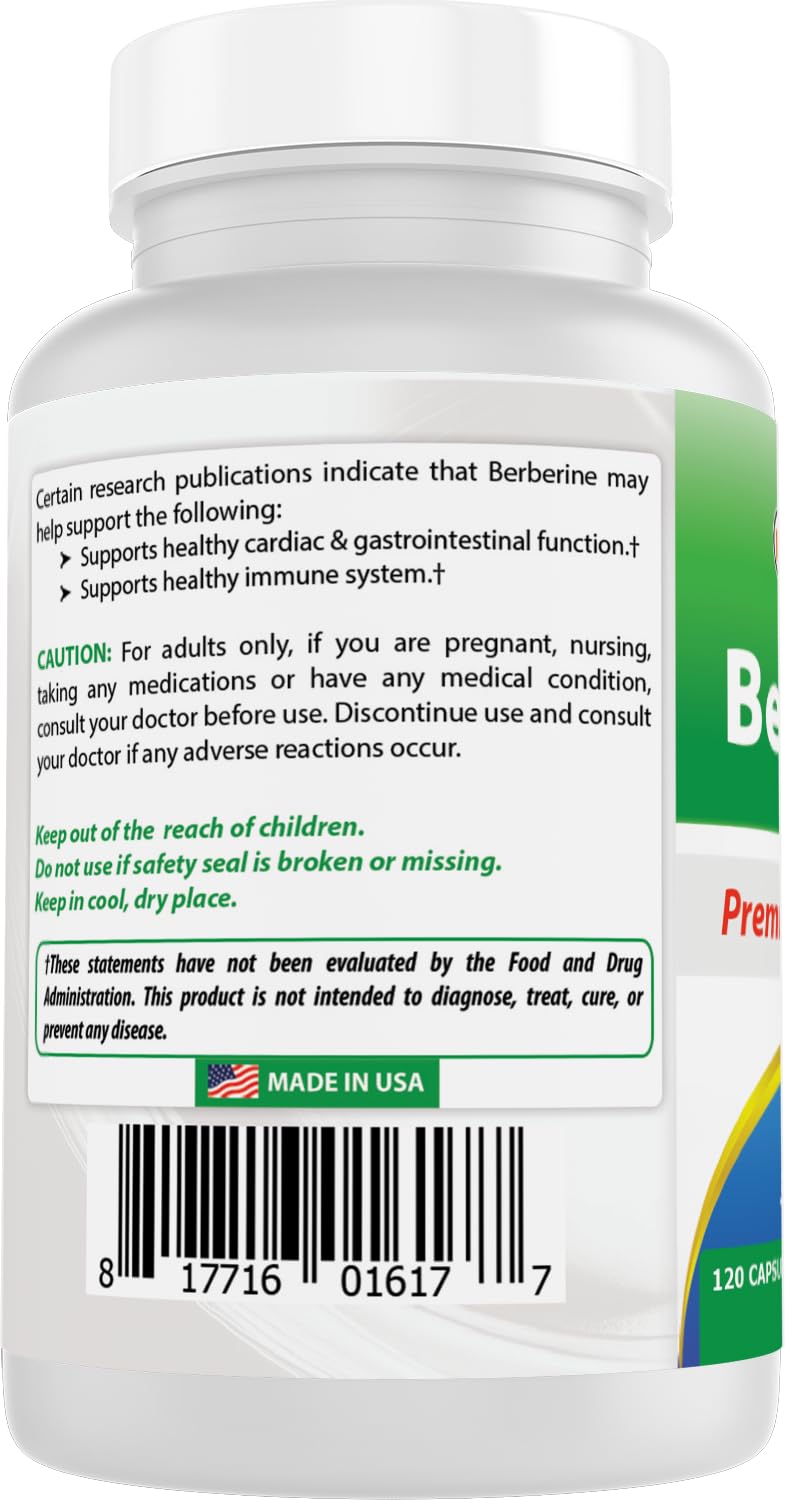 Best Naturals Berberine 500mg โ 120 Capsules (Pack of 3) | Immune, Cardiovascular & GI Support
