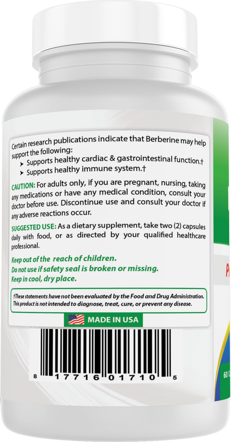 Best Naturals Berberine Plus 1000mg per Serving โ Pack of 2, 60 Capsules Each | Non-GMO
