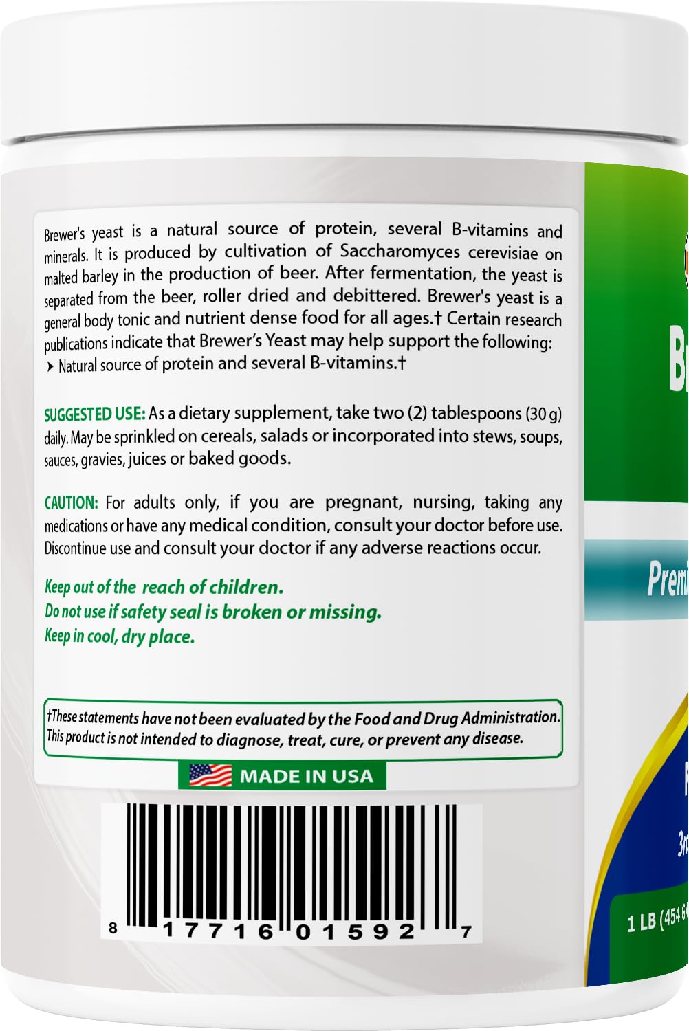 Best Naturals 2 Pack 100% Pure Brewer's Yeast Powder 16 oz โ Lactation & Digestive Health
