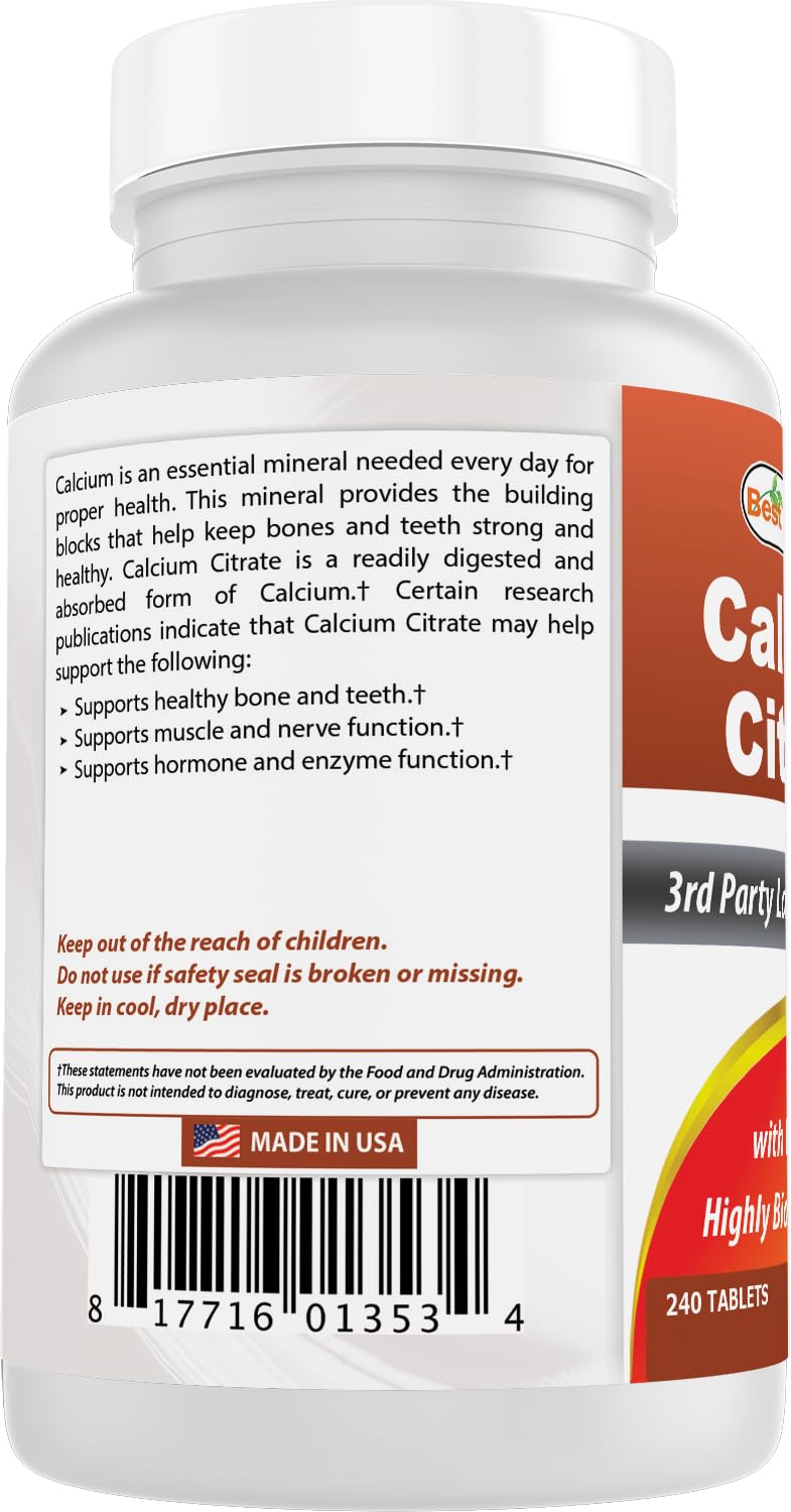 Best Naturals Calcium Citrate with Vitamin D-3 - 240 Tablets (Pack of 2)