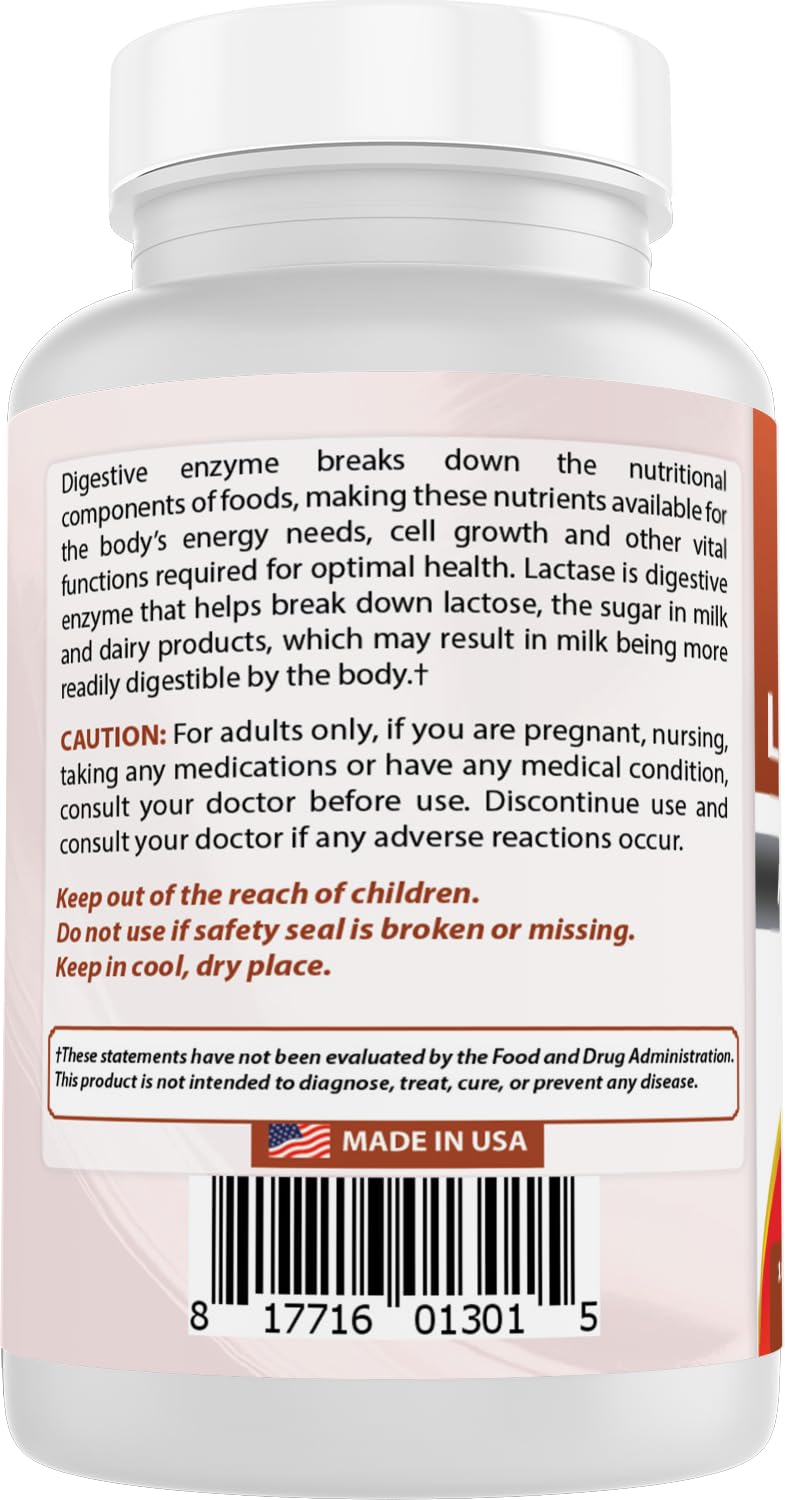 Best Naturals Lactase Enzyme Tablets β Fast Acting 9000 FCC ALU, 180 Count per Bottle, Pack of 2
